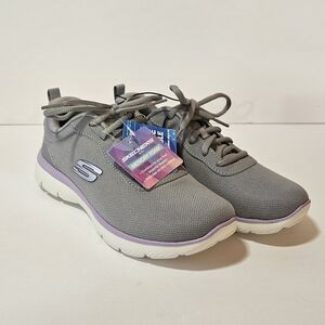 NWT Sketchers Sneakers Grey and Purple 5 1/2